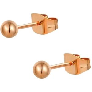 Fako Bijoux® - Oorbellen - Steker - RVS - Stainless Steel - Knopje - 4mm - Rosé Goudkleurig