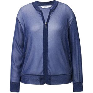MIAMODA - Dames - Blouson mesh met glitters lange mouw - Donkerblauw - Maat 58