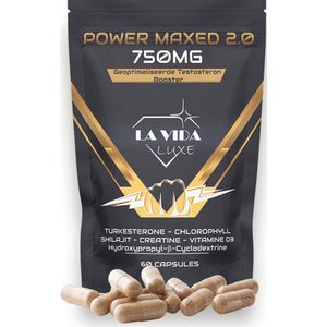 POWER MAXED 2.0 - Testosterone Booster- Vitamine D3 - Shilajit Resin - Turkesterone - Creatine Monohydraat - Creatine Monohydrate - Testo Fuel - Muscle builder