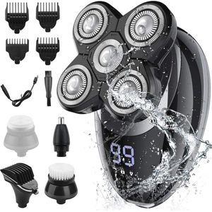 Elektrisch Scheerapparaat voor Heren 5-in-1 - Nat en Droog Scheerapparaat met LED-Baardtrimmer