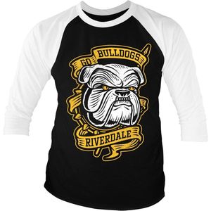 Riverdale Go Bulldogs Baseball 3/4 Sleeve Tee T-Shirt White-Black-S