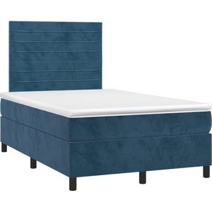 vidaXL-Boxspring-met-matras-fluweel-donkerblauw-120x190-cm