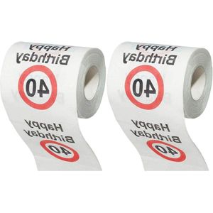 Schertsartikel decoratie leuk toiletpapier ronde verjaardag grappig cadeau - 40e verjaardag - 2 rollen met .