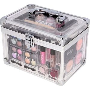 Transparante Make Up Koffer Meisjes Met Inhoud 42-Delig - Grote Make Up Koffer Kinderen - Make Up Koffer Gevuld - Cosmetica Koffer - Transparante Beautycase - Veganistische Cosmetica - ‎14 x 21 x 16 cm