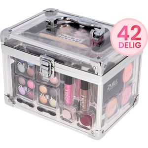 Transparante Make Up Koffer Meisjes Met Inhoud 42-Delig - Grote Make Up Koffer Kinderen - Make Up Koffer Gevuld - Cosmetica Koffer - Transparante Beautycase - Veganistische Cosmetica - ‎14 x 21 x 16 cm
