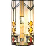 HAES DECO - Wandlamp Tiffany 20x11x36 cm Beige Groen Glas Halfrond Muurlamp Sfeerlamp Tiffany Lamp