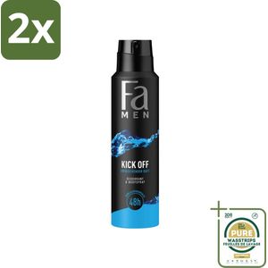 Fa Men - Deodorant Lichaamsspray - Kick-Off - Verfrissend - 48 uur Bescherming - 150 ml - Voordeelverpakking - 2 stuks - Fa Men - Kick-Off