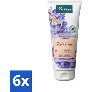6 x Kneipp - Douche scrub - Relaxing - Lavendel - Bloemige geur - 200 ml - Douche Scrub - Lavendel - Exfoliatie - Zachte Huid - Jojobapitjes