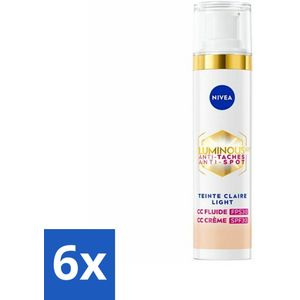 6 x NIVEA - Cellular LUMINOUS630 CC Crème Licht - Gekleurde Dagcrème - Tegen Pigmentvlekken - SPF 30 - 40 ml - Gekleurde Dagcrème - Anti-pigmentvlekken - CC Cream - NIVEA Cellular LUMINOUS630 - SPF 30