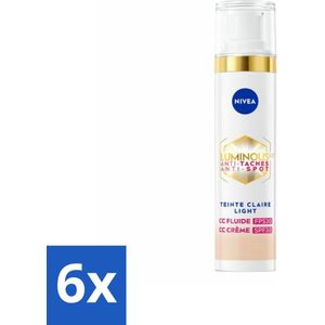 6 x NIVEA - Cellular LUMINOUS630 CC Crème Licht - Gekleurde Dagcrème - Tegen Pigmentvlekken - SPF 30 - 40 ml - Gekleurde Dagcrème - Anti-pigmentvlekken - CC Cream - NIVEA Cellular LUMINOUS630 - SPF 30
