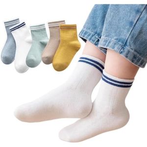 5 paar kindersokken, effen, dunne mesh-sokken, mid-tube sokken, ademend en zweetabsorberend, geschikt voor baby's van 1-3 jaar