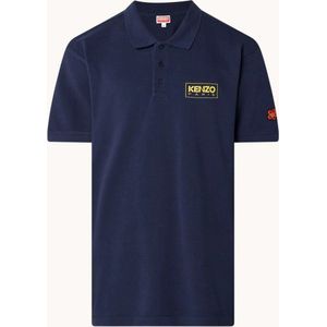 KENZO Regular fit polo van piqué katoen met logo- en backprint - Blauw - Maat L