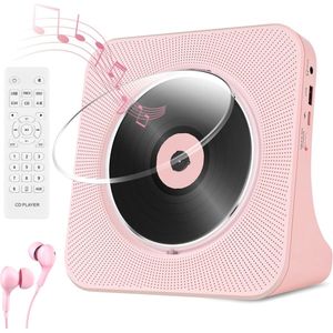 Draagbare Bluetooth CD-speler met radio, USB en AUX - Multifunctionele HiFi Stereo in Roze