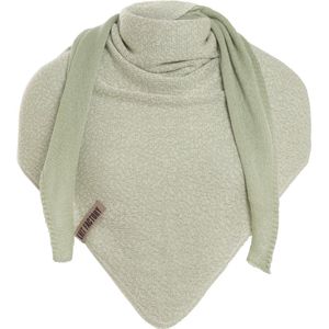 Knit Factory Ella Omslagdoek - Driehoek Sjaal Dames - Katoenen sjaal - Luchtige Sjaal voor de lente, zomer en herfst - Stola - Ecru/Sage Green - 180x70 cm