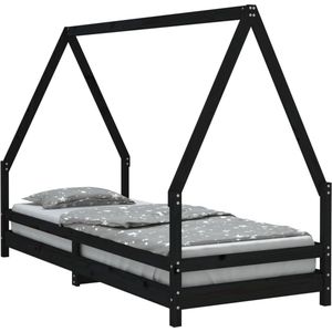 vidaXL - Kinderbedframe - 90x200 - cm - massief - grenenhout - zwart