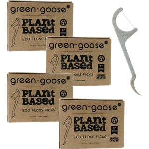green-goose® Bio-Based Flossers - 200 Stuks - Gemaakt van Plantaardig Materiaal - Bioplastic Flosdraad voor Kinderen - Plantbased, Duurzaam, Ecologisch, Biologisch Afbreekbaar