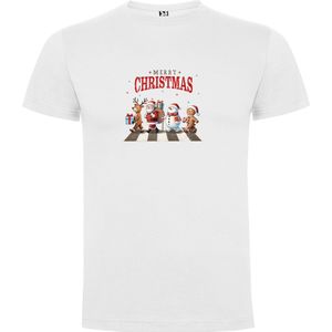 Wit T-Shirt met “Merry Christmas - The Beatles“ Print Full Color Maat S