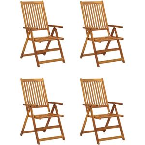 vidaXL Tuinstoelen 4 st verstelbaar met kussens Tuinstoelen - Lounge Stoelen - Buitenstellen - Acacia Hout - Tuinset