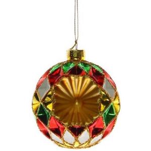 Kerstbal Harlekijn, glas multicolor, Ø 7 cm, 2 stuks, ZoeZo Design