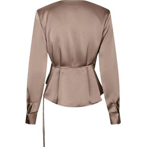 Neo Noir Dames blouse beige (Maat: 34) - Effen - Halslijn: V-hals,
