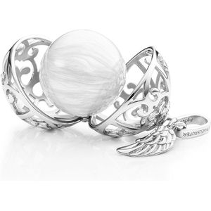 Engelsrufer - Hanger - 925 Zilver - Engelenroeper - Vleugels met Klankbol - Parelmoer Wit