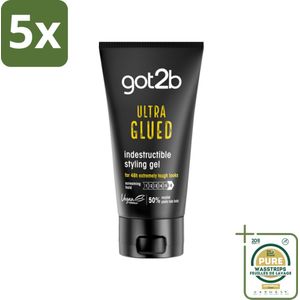 5 x Got2b Ultra Glued Indestructible Styling Gel 150 ml - Grootverpakking - Extreme Hold - Stijl - Kapsel - Fixatie - Gel