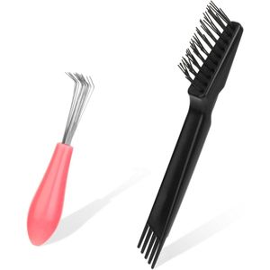 Haar Borstel Reiniging Tool Kam Cleaner Borstel Verwijderen Haar Borstel Cleaner Rake Mini Haar Borstel Remover voor het Verwijderen van Haar Stof Thuis en Salon Gebruik (Plastic) - Set van 2/4 Stuks