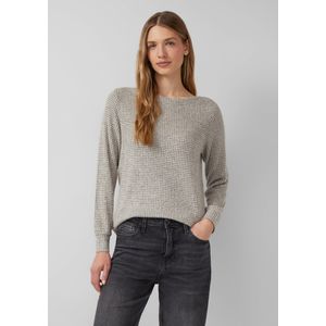 s.Oliver - Longsleeve - Stone Grey Check - Met Stretchaandeel