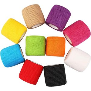 Elastische bandage Athletic Tape fixeerverband zelfklevend 5 cm x 45 m verpakking van 10 stuks voor sportblessures hand en enkelverstuiking - medische tape - flexibel en duurzaam