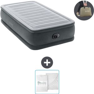 Intex Luchtbed - 1-Persoons - 99 x 191 x 46 cm - Grijs - Inclusief pomp en Hoeslaken