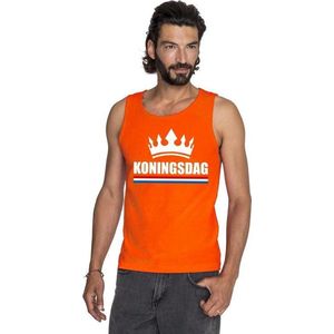 Oranje Koningsdag kroon tanktop shirt/ singlet heren 2XL
