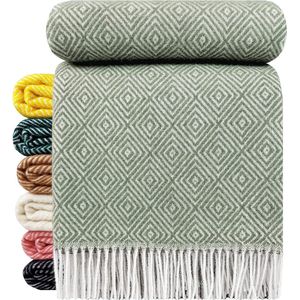 Wollen Plaid - STOCKHOLM - Lichtgroen (140x200cm) 100% Wol - ECO Deken - Plaids.shop® Collectie