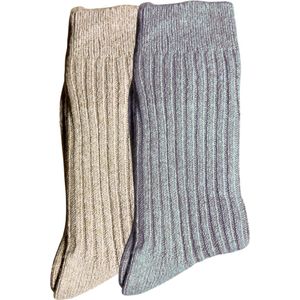 green-goose® Alpaca Sokken Dames - 2 Paar Damessokken Alpacasokken - Grijs/Beige - Maat 39-42 - Heerlijk Zacht Alpacawol