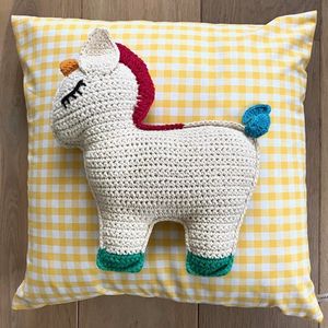 Luna-Leena duurzame sierkussen met Vichy ruit + binnenkussen - geel en wit - 45x45cm - katoen & gerecycled binnenkussen beide van Oeko-tex - hand gemaakt in Nepal - ruitjes - Vichy ruit - kids pillow - kinderkamer - yellow - woonkamer - bank kussen
