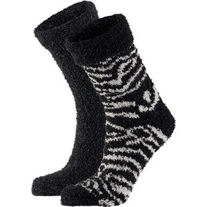 Apollo Dames Bedsokken Zebra Zwart One size 2 paar