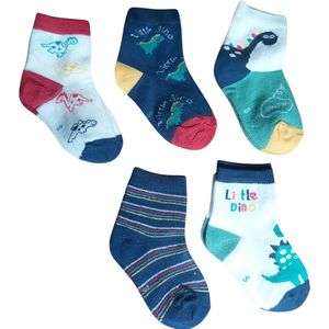 Huissokken - Dino Sokken Set - 5 Stuks - Meerkleurig - 1-2 Jaar