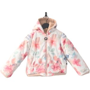 Ducksday - Winterjas - Omkeerbaar - Kinderen - Meisje - Waterdicht - Sherpa fleece - Winddicht - Bliss - Roze - Lichtbruin - maat 146/152 - 12 jaar
