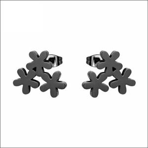 Aramat jewels ® - Oorbellen zwart bloemen zweerknopjes chirurgisch staal 10mm x 8mm