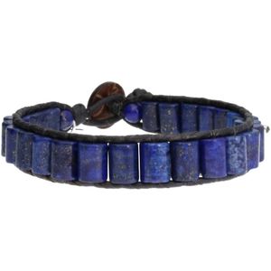 Bela Donaco Armband Classic Blue Jeans B6 - Blauw - Lapis Lazuli - Leer