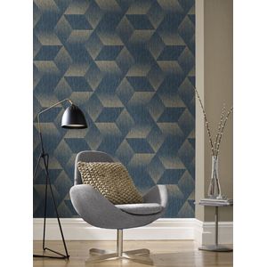 Rasch - 311013 - Vliesbehang - Blauw Goud - 0,53x10,05 m