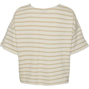 Pieces Pcmerta Ss Lurex Top Cloud Dancer Gold Lurex Stripes | Beige | Maat: XS