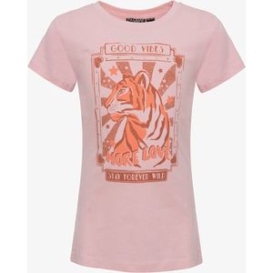TwoDay meisjes T-shirt met tijger lichtroze - Maat 134/140