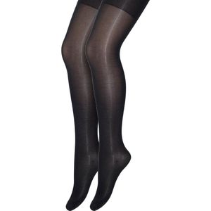 Bonnie Doon Kinder Panty 2 paar Zwart 20 Denier maat 140/146 - Meisjes Panty - Glans Panty Kinderen 20 den - Tiener Panty - Bruiloft - Feest - Communie - 2-pack - Kids Tights Doorschijnend - Glimmend - Shiny - Stevig Broekje - Black - OL1639852.101
