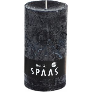 SPAAS  - Rustieke geurloze cilinderkaars hoogte 13cm, ± 60 uur - Zwart - Cilinderkaars