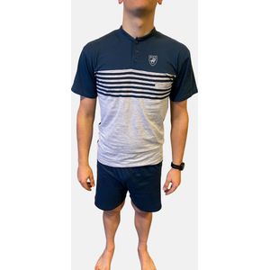 Cocodream Quality - Heren donker gestreepte pyjama - Maat S - Mannen - GRIJS -