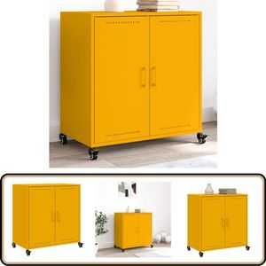vidaXL Dressoir - 68x39x72 cm - Staal - Mosterdgeel Dressoir - Mustardgeel - Staaldraad - Vintage Stijl - Opbergoplossing