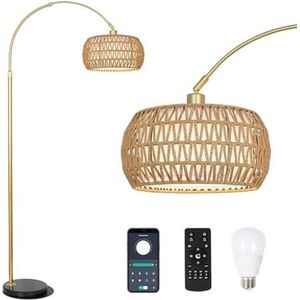 N.lux - Vloerlamp / Woonkamer / Dimmer / Met afstandsbediening / Booglamp / LED / Goud