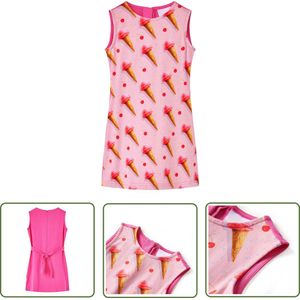 vidaXL Roze Jurk - Kinderjurk - Kinderjurk 116 felroze - Meisjesjurk - Zomerjurk - Kindermode
