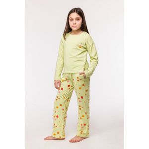 Woody pyjama meisjes/dames - lichtgroen - eendjes all-overprint - 242-10-PZG-Z/920 - maat 116