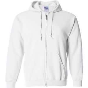 Gildan Zware Blend Unisex Adult Full Zip Hooded Sweatshirt Top (Wit)